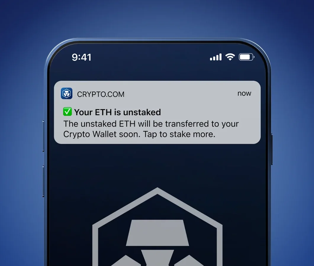 a phone with msg showing eth is unstaked