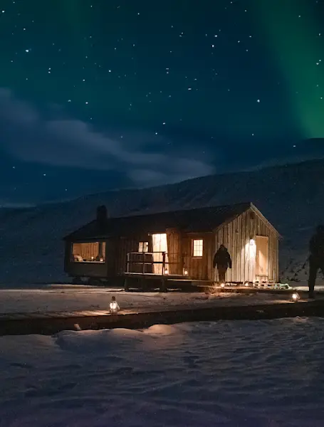 Willems Cabin, unik privat middag i villmarken på Svalbard - Nordlys - Foto: Kristin Eriksson