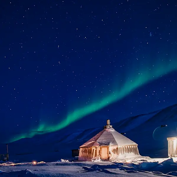 Northern light over Camp Barentz