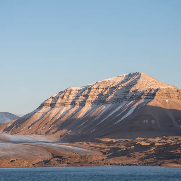 Sunny skies over Brucebyen, Svalbard. Photo Credit: Genna Roland.