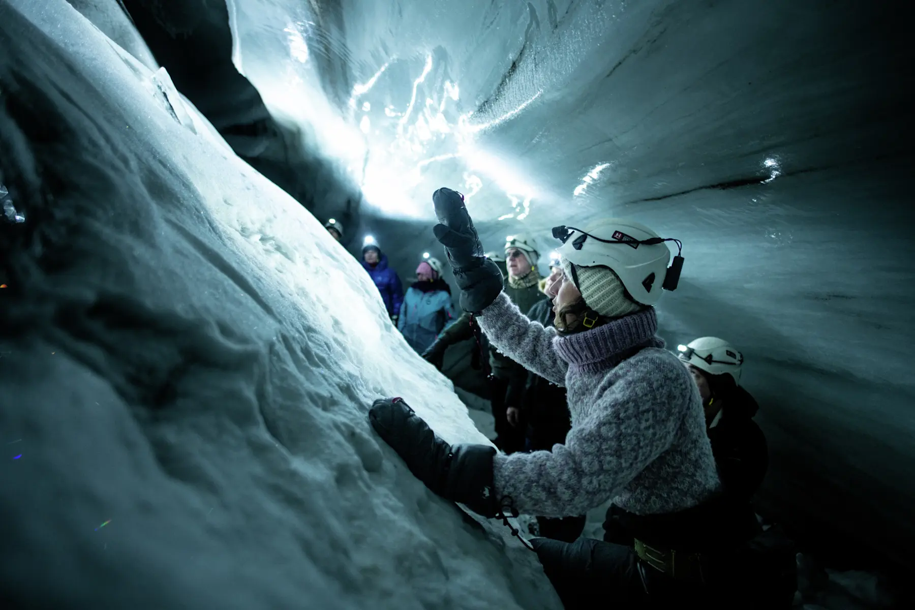 Ice cave with snowcat - Hurtigruten Svalbard - Photo Thomas Griesbeck