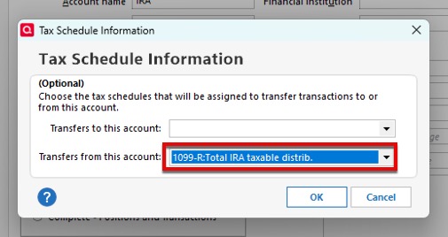 IRA Account Tax Line Transfers out Win