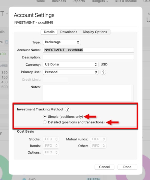 Investment Tracking Preferred Method Mac