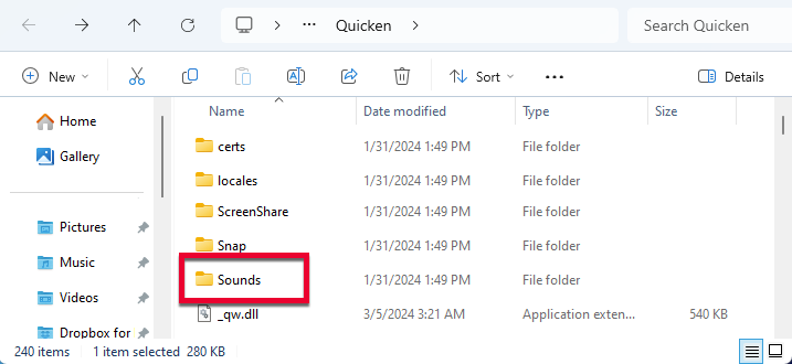 Sounds folder