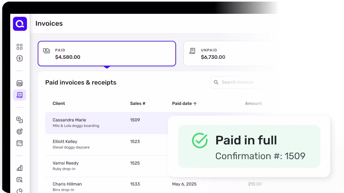 Invoice marked as paid in full in Quicken Business & Personal finance app