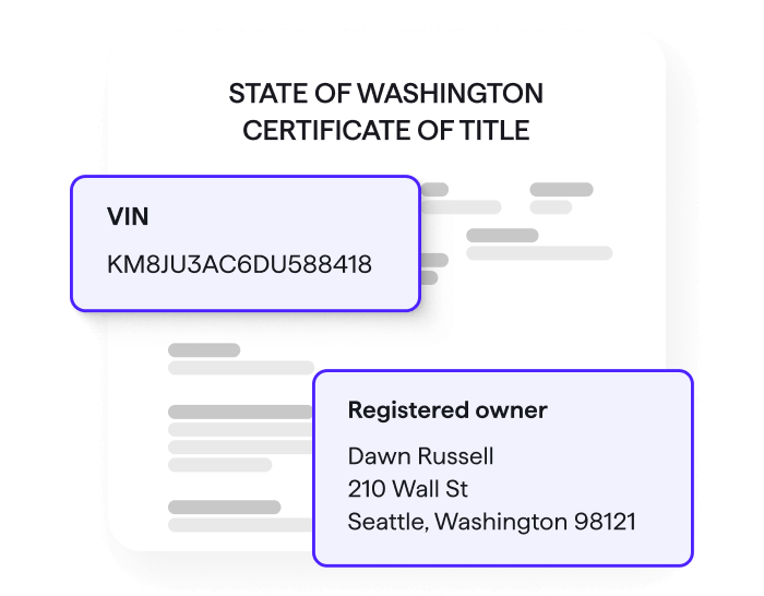 Display critical vehicle title details, like VIN and ownership information, for secure record-keeping.