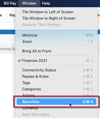 Mac Securities Window 