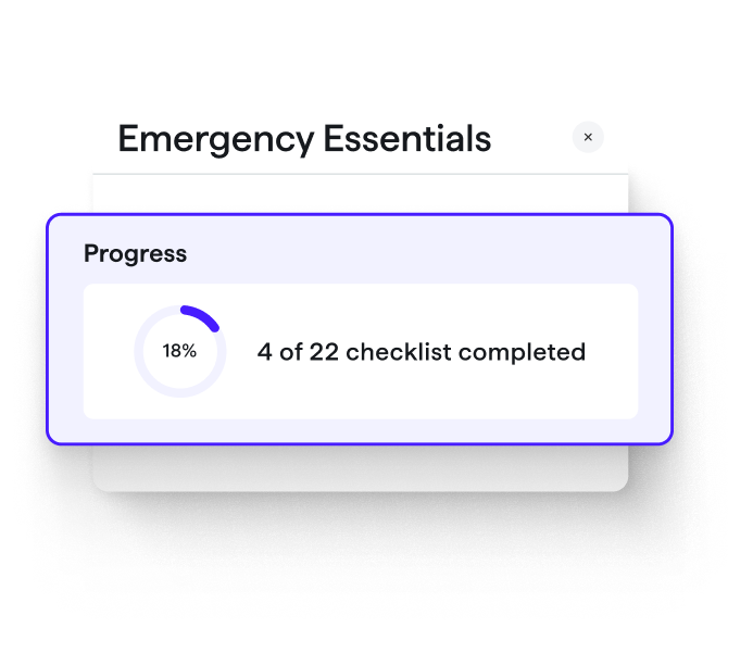 Track progress in completing vital emergency checklist tasks with clarity.