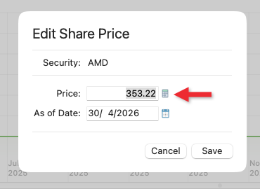 Edit Share Price Mac