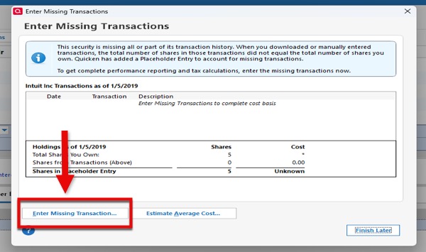 Placeholder Enter Missing Transaction Win