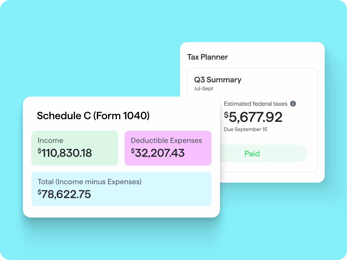 Image of Schedule C form and Tax Planner.