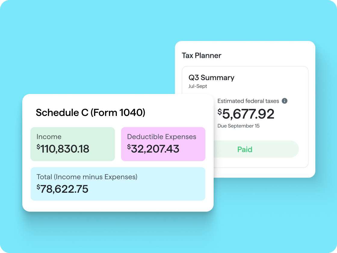 Image of Schedule C form and Tax Planner.