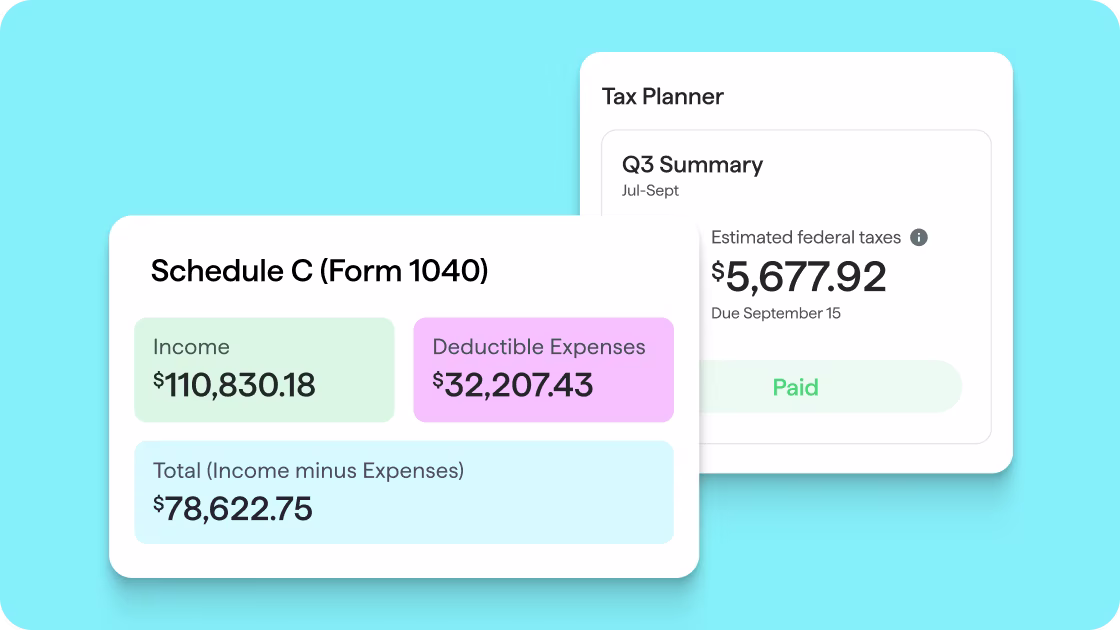 Dashboard showing tax summaries, deductions, and financial totals for year-round tax tracking