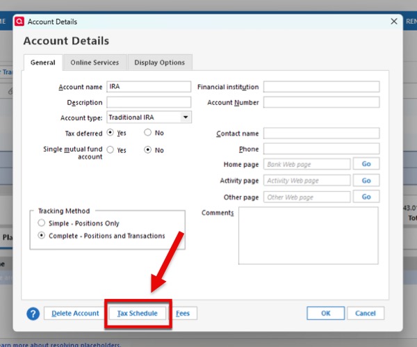 IRA Accounts Tax Schedule Win