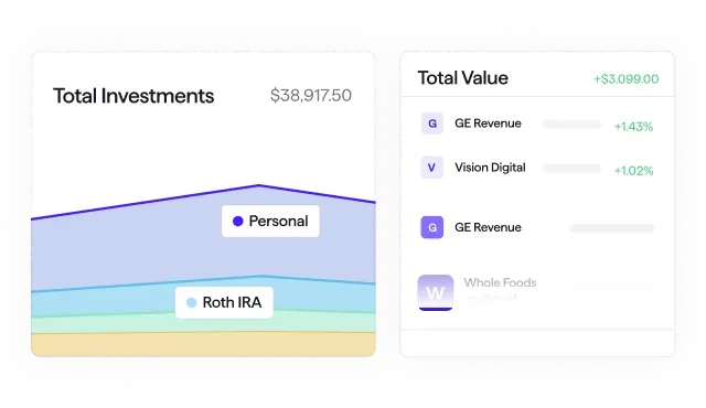 Quicken total investments and value graphs user interface