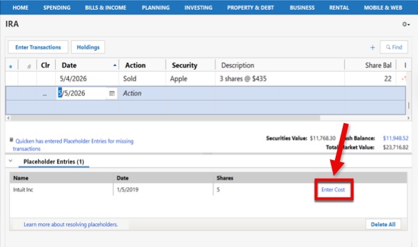 Placeholder Enter Cost Button Win