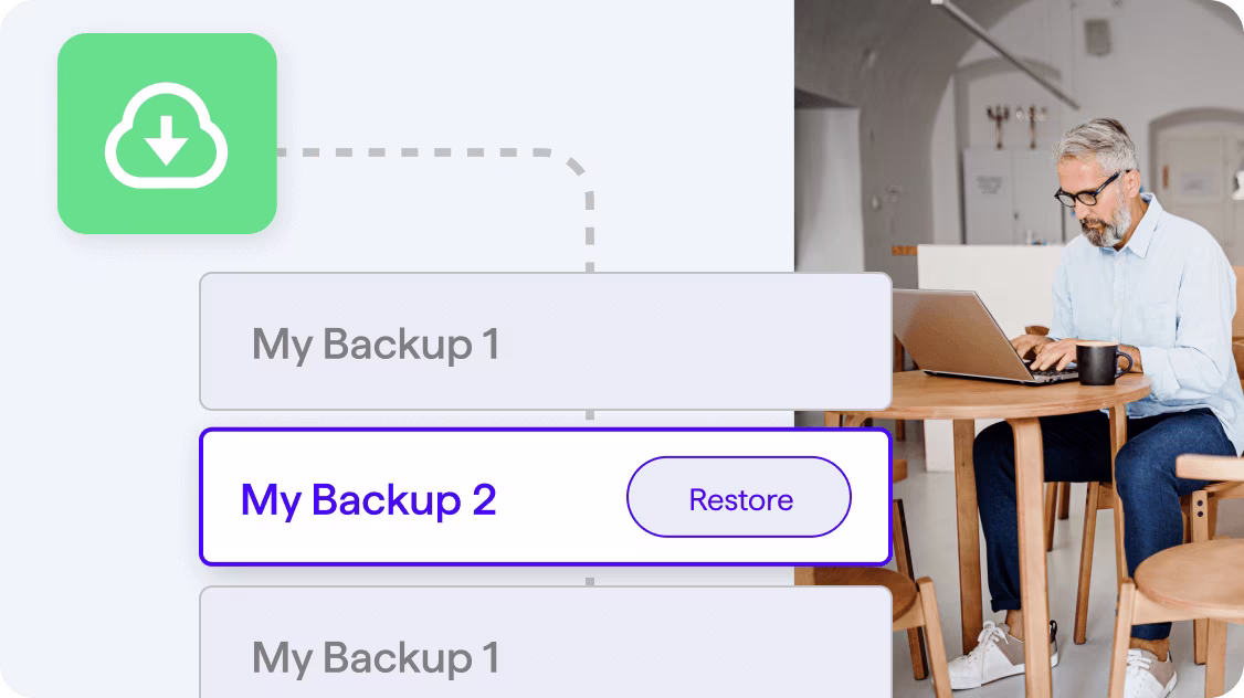 Quicken Online Backup key feature displays the download icon to restore all your data.