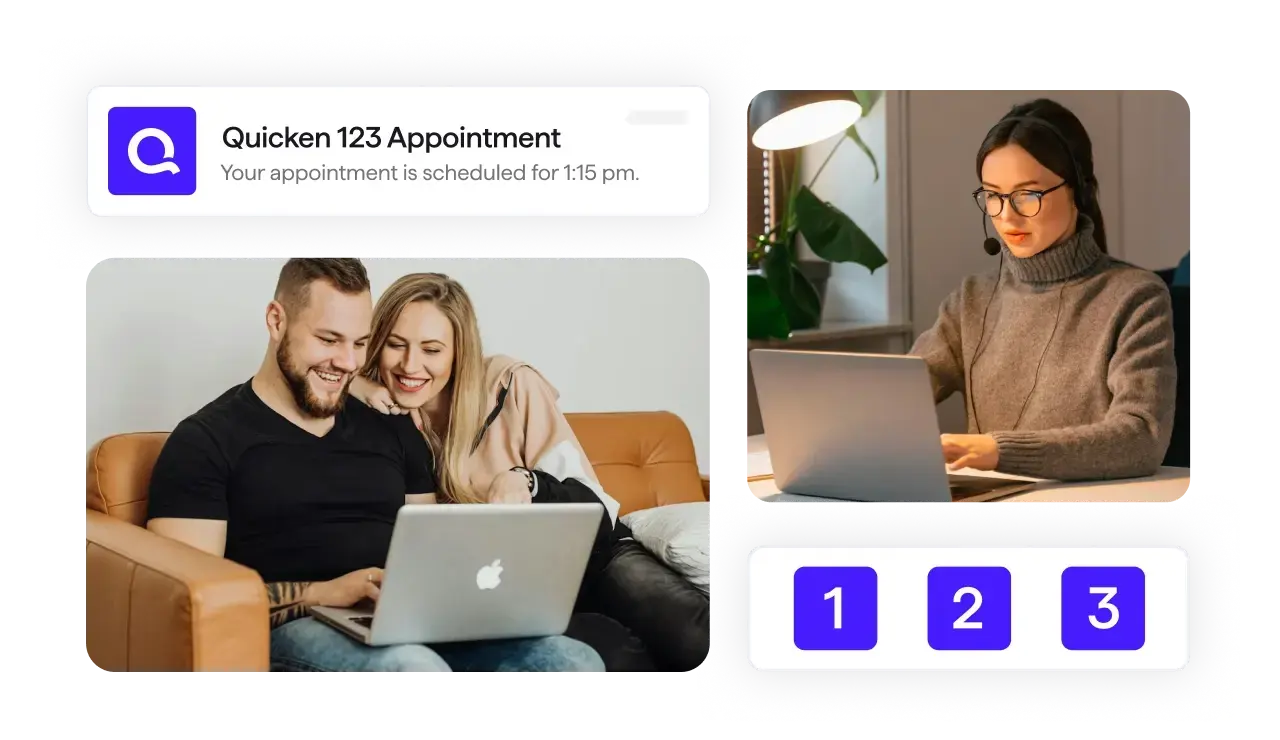 Customer service appointment with Quicken 123