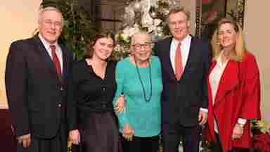 Standing in order from left to right are Charlie Branch, Sarah Branch, Sylvia Branch, and Dan and Stacey Branch at the 2023 Branch Award ceremony.