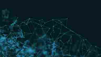 Abstract Geometric Lines and Dots in a dark blue background.