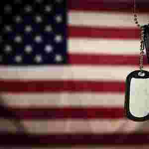 American Flag with Military Dog Tags