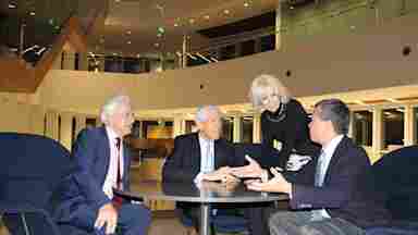 Sandi Chapman, PhD, with Project co-leaders ian Robertson, PhD, Tom Leppert and Geoff Ling, MD, PhD.