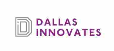 The logo for Dallas Innovates, a North Texas business news website. The logo's icon is in grey while the name is in purple.