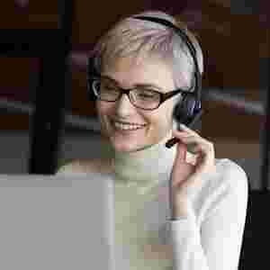 Head shot motivated successful happy 30s female coach