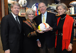 T. Boone Pickens makes his first contribution to Center for BrainHealth. with Sandi Chapman, and Debbie Francis