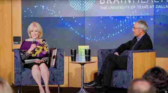 Dr. Sandra Bond Chapman speaking with Dr. Tom Insel during 2023 BrainHealth Week, BrainHealth Presents