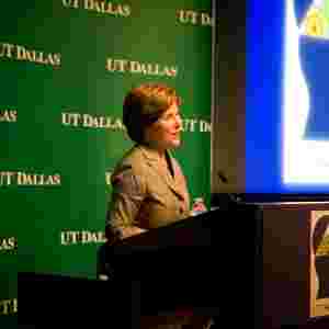 Former First Lady Laura Bush speaks at the 2009 TAG launch event.
