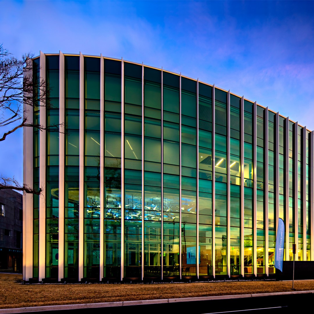 Center for BrainHealth building at dusk. 