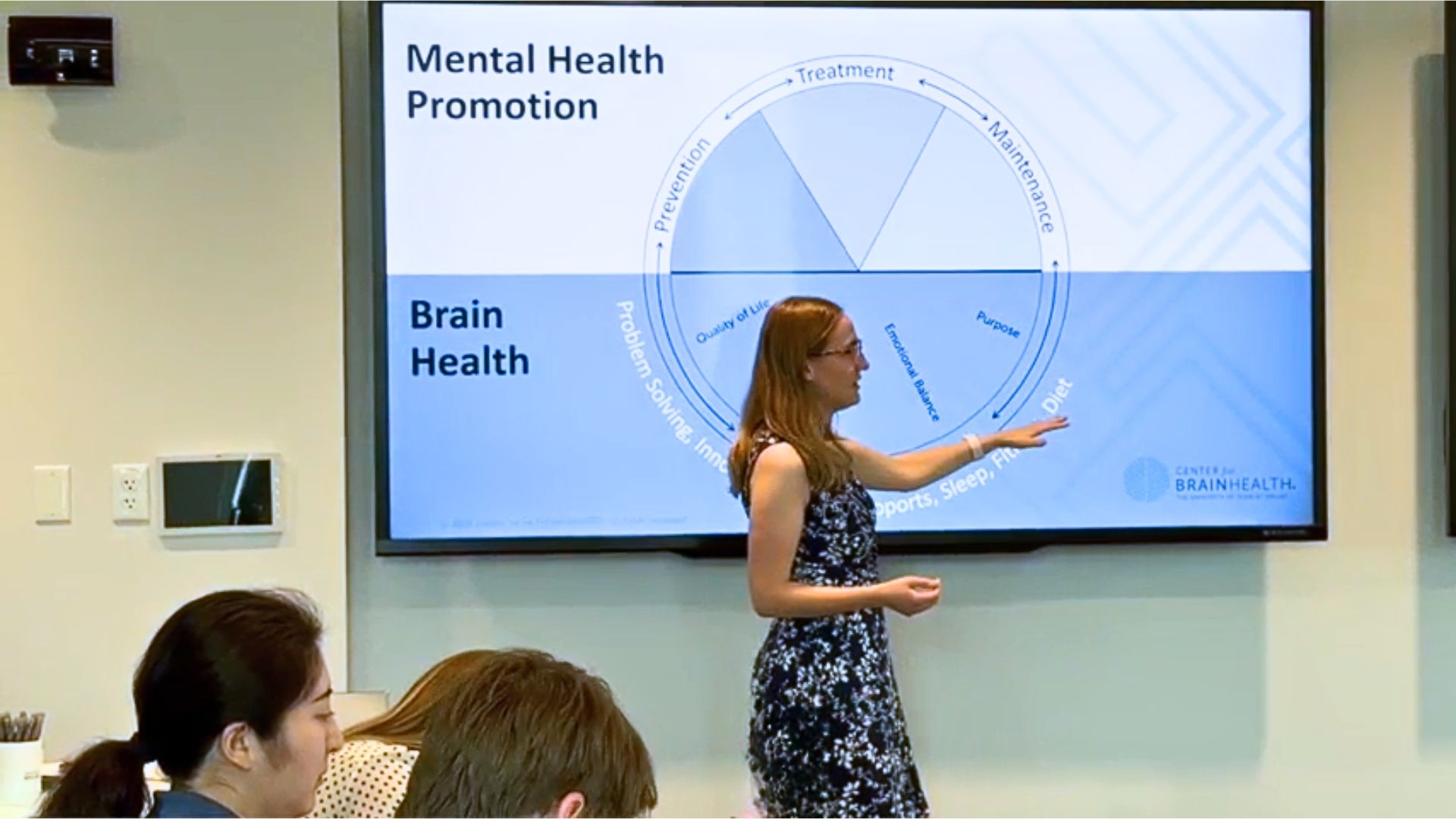 Research scientist Sarah Laane, PhD, presents at Center for BrainHealth, part of The University of Texas at Dallas.