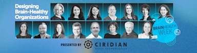 Grid of professional headshots with "Designing Brain-Healthy Organizations" title for Brain Health Week 2026, presented by Ciridian.