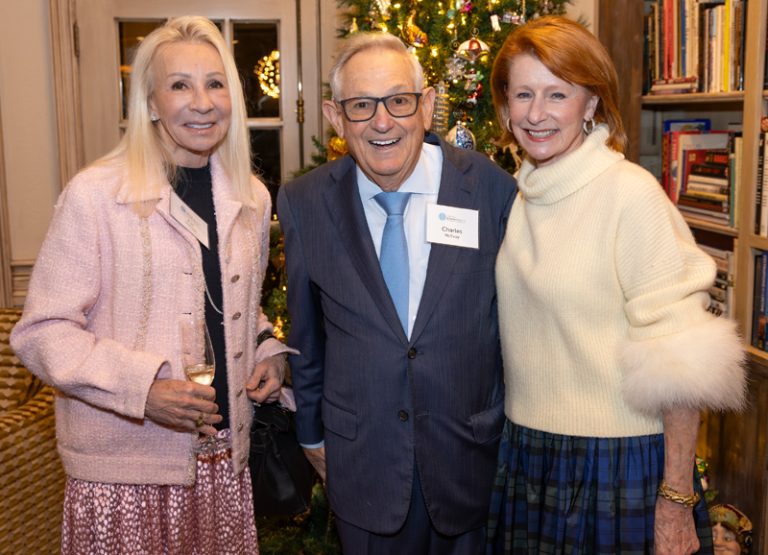 Center for BrainHealth supporters Pat and Charles McEvoy alongside Stacey Angel, as she hosts a BrainHealth holiday celebration to mark new beginnings in 2026.