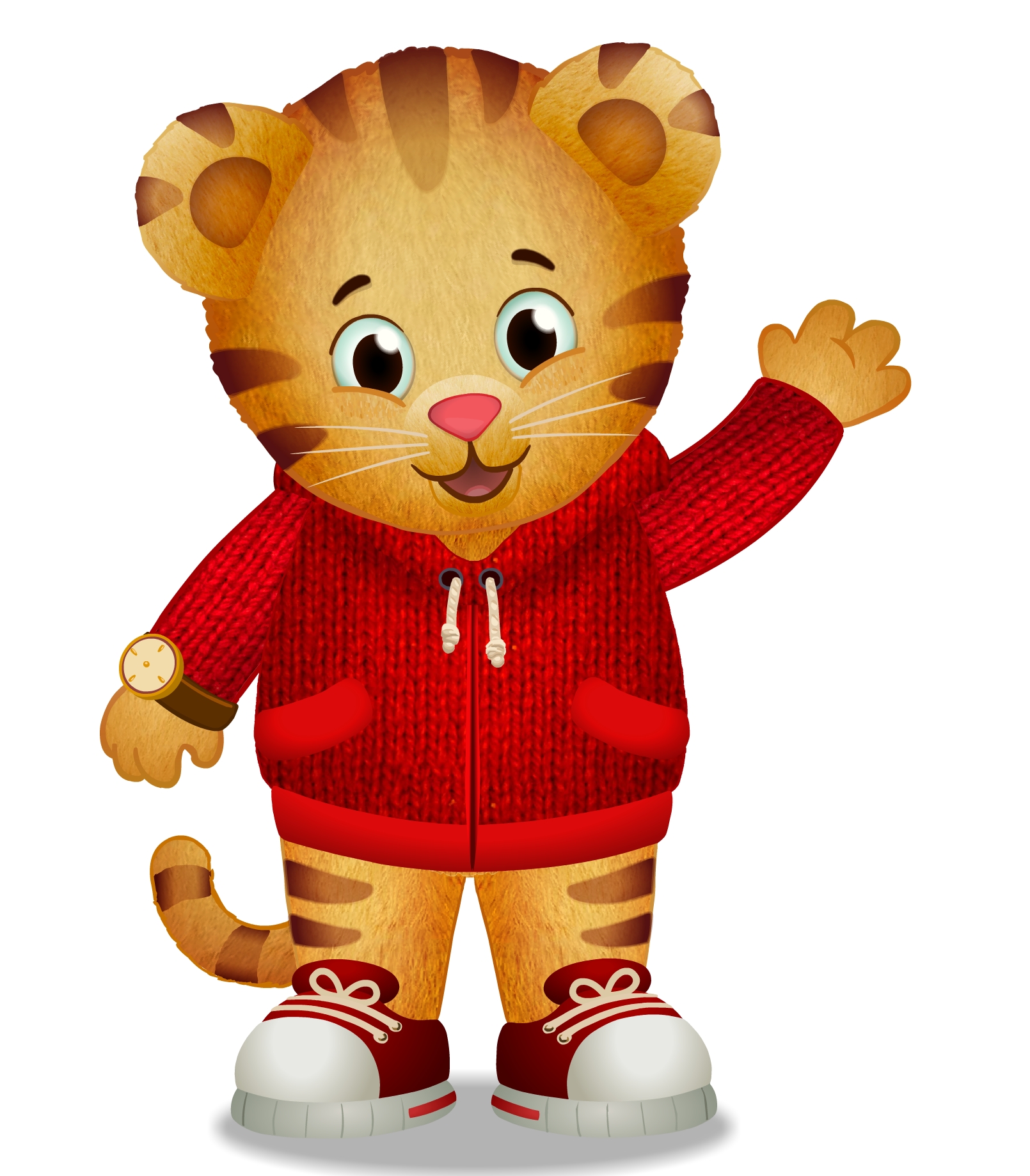 Meet Daniel Tiger from KERA and PBS KIDS waving. 