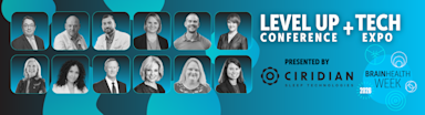 Grid of professional headshots on teal background for Level Up Conference + Tech Expo presented by Ciridian and Brain Health Week 2026.