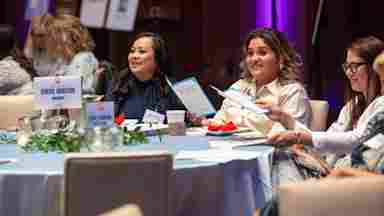 Attendees at the 2025 D CEO Women's Leadership Symposium, featuring speakers from Center for BrainHealth in Dallas, Texas.