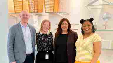 Jeremy Kaspar, Leslie Morgan, Maria Johnson and LaTisha S. Brandon celebrate the announcement for Autism Acceptance Month.