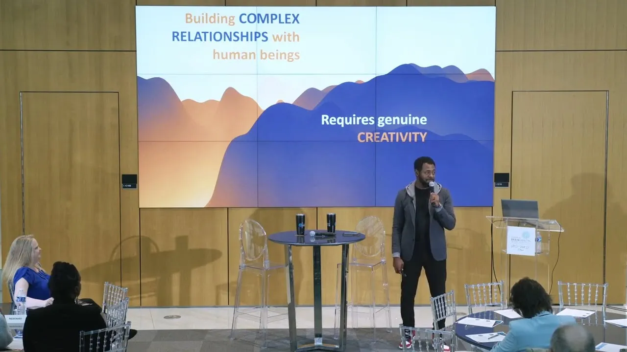 Education leader and student advocate Byron Sanders speaks about creativity and brain health during the 2024 season of BrainHealth Presents in Dallas, Texas.
