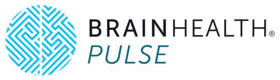 BrainHealth Pulse logo with a blue geometric brain icon and bold dark text reading BRAINHEALTH PULSE.