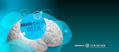 3D brain model on turquoise background with "Brain Health Week 2026" text and Ciridian logo.