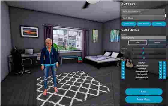 Figure 1. Charisma 1.0 avatar creator. Participants have the option to customize their avatar within the virtual world to create a sense of authenticity.
