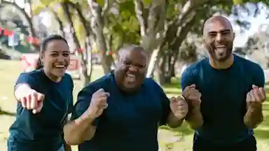 People of color cheering