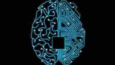 Cyber Brain. Microprocessor (CPU) with human brain.