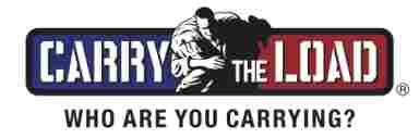 Carry The Load (CTL) logo on a white background. There is a graphic of a man carrying another person over his shoulders in between the logo's text. The tagline underneath CTL's logo reads "Who are you carrying?" in black text.