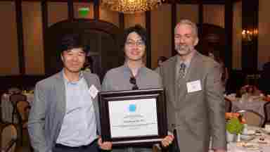 Dr. Yune Lee, with Distinguished New Scientist Hyun Woong Kim and Dr. Dan Krawczyk.