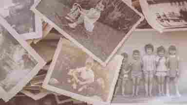 Black and white photos of toddlers.