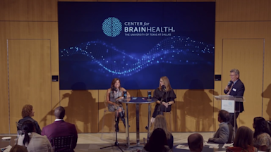Annie Fenn, MD, with KERA's Krys Boyd and Center for BrainHealth's Stephen White, JD.