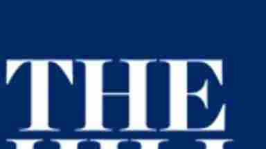 A logo for The Hill, a news publication. The logo is in large white text against a navy blue background.